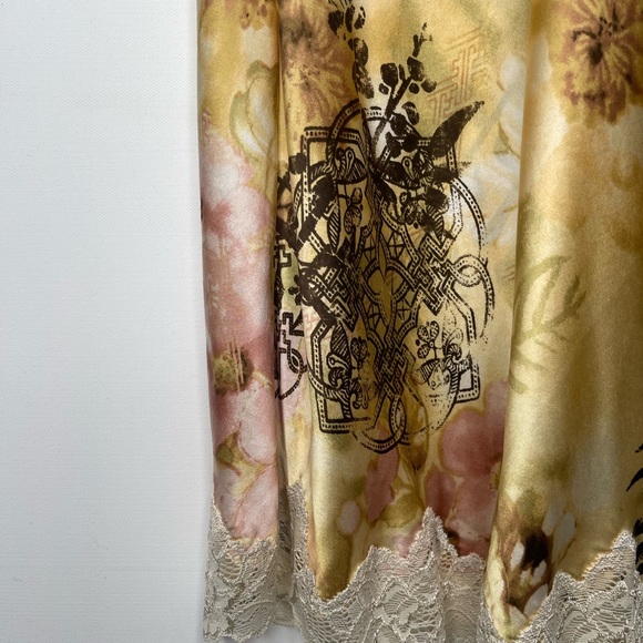 Soma 2 100% Silk Slip Dress Floral Lace Trim Nightgown Pajamas Super Smooth Soft - Picture 3 of 7